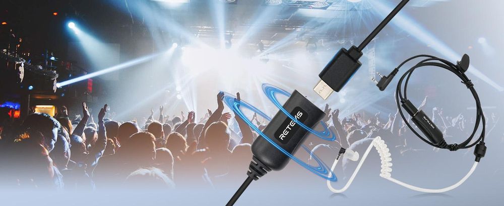 Retevis Aktive Geräuschunterdrückung Walkie-Talkie-Headset, 2-poliges Sicherheits-Headset, Schallschlauch Funkgerät Ohrhörer mit PTT