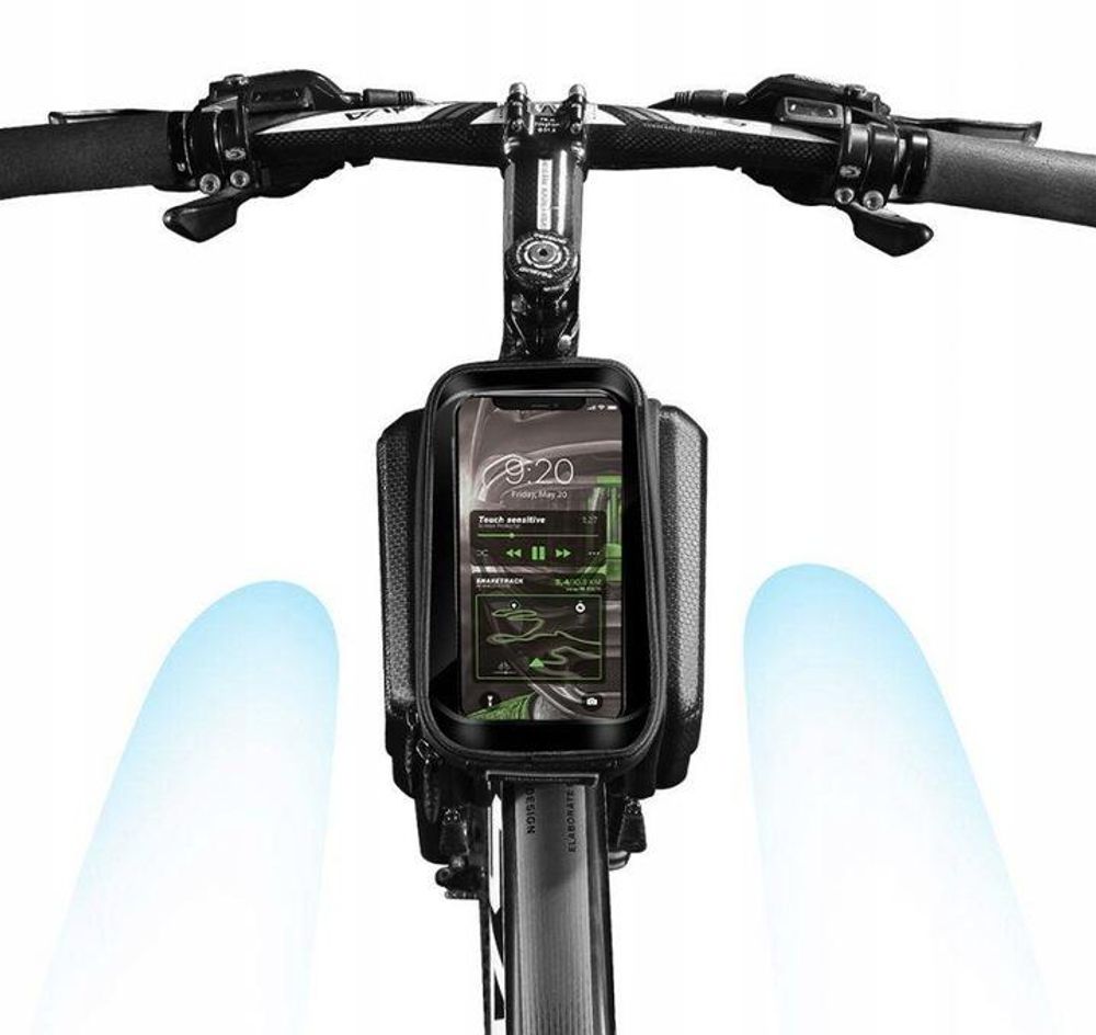 Forever Support de téléphone portable pour vélo Snake Track avec triple poche de cadre, support tactile Smartphone étanche