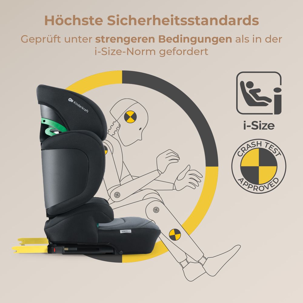 Kinderkraft XPAND 2 i-Size Kindersitz (100-150 cm) - ISOFIX - DUO EXPAND SYSTEM - SPS & H-GUARD SYSTEM - ab 3,5 bis 12 Jahre - Schwarz