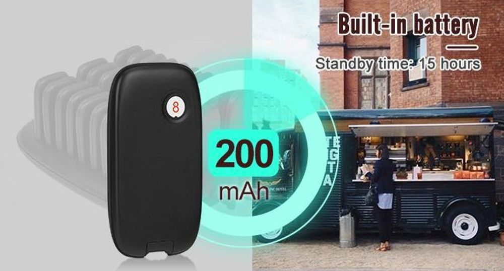 Systém pagerů Retekess TD175P pro restaurace, 30 pagerů, pagerový volací systém s dosahem 800 m, 7 režimů volání, pagery pro food court, kavárny, bary, gastronomii, vysílačky