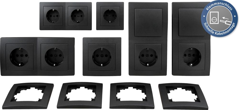 Schalter und Steckdosen Set McPower Flair ''Standard Profi'' 20-teilig, anthrazit