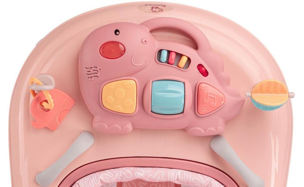BRONEA® 5-in-1 Babywalker Gehfrei | Lauflernhilfe mit Schaukelfunktion, Musik & Licht | Laufhilfe für Baby ab 6 Monate | Höhenverstellbar | Klappbar | Rosa