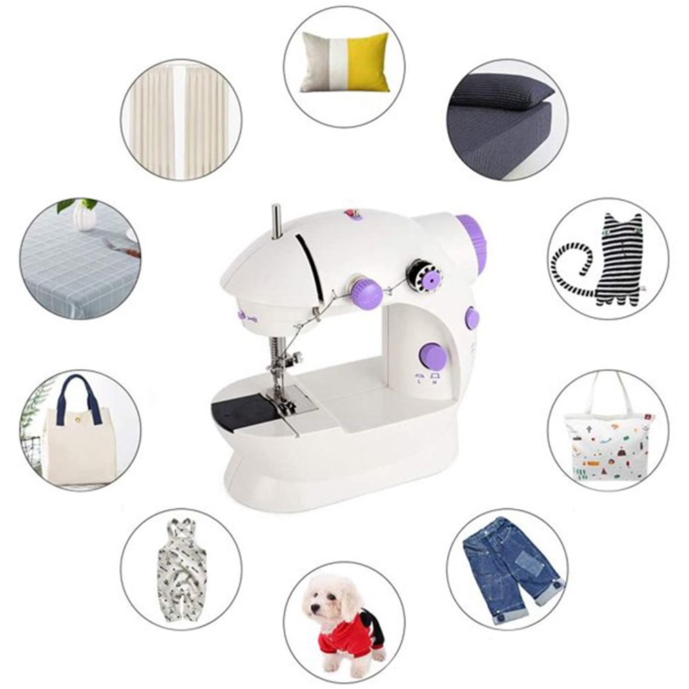 Elektrische Nähmaschine Tragbar Mini-Nähmaschine 2 Geschwindigkeit Mini und Reisenähmaschine Nähen Maschine Doppelgewinde Foot Pedal Fusspedal Retoo