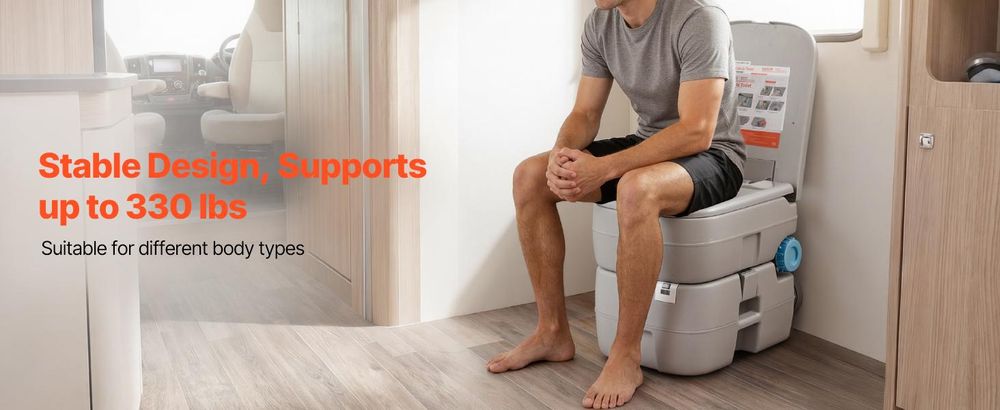 VEVOR Tragbare Toilette mit 30 L Abnehmbarem Abwassertank & 200 Spülungen, Campingtoilette Reisetoilette mit Füllstandsanzeige, Geeignet für Wohnmobilreisen Camping Wandern Bootsfahrten Ausflüge