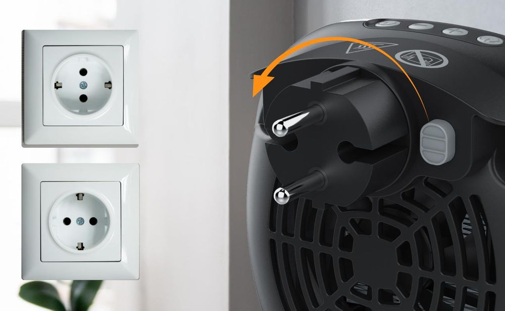 Brandson Steckdosen Heizlüfter 700W mit Fernbedienung, Thermostat, Timer 1-12 Stunden, Automatische Abschaltung, Überhitzungsschutz, Weiß