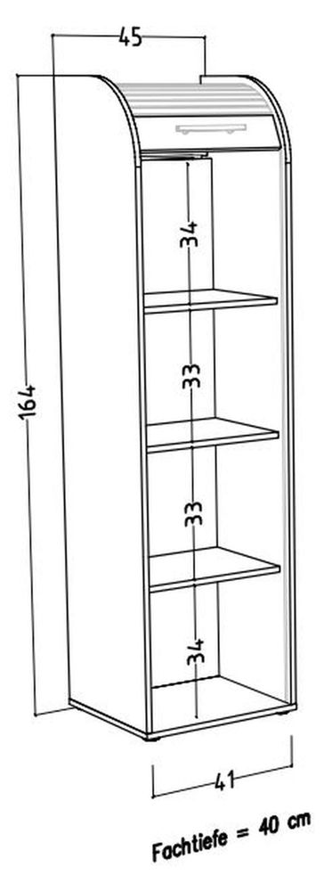 Rolloschrank Organizer I – Moderner Jalousieschrank mit 4 Fächern für Büro & Bad