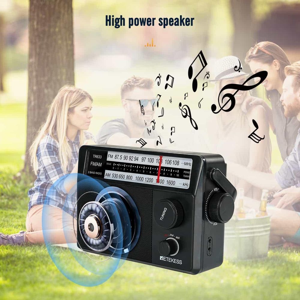 Retekess TR633 Tragbares Radio, Kofferradio mit AM FM, Netze und Batterie, Kopfhörerbuchse, Großer Lautsprecher, Geschenke für ältere Menschen