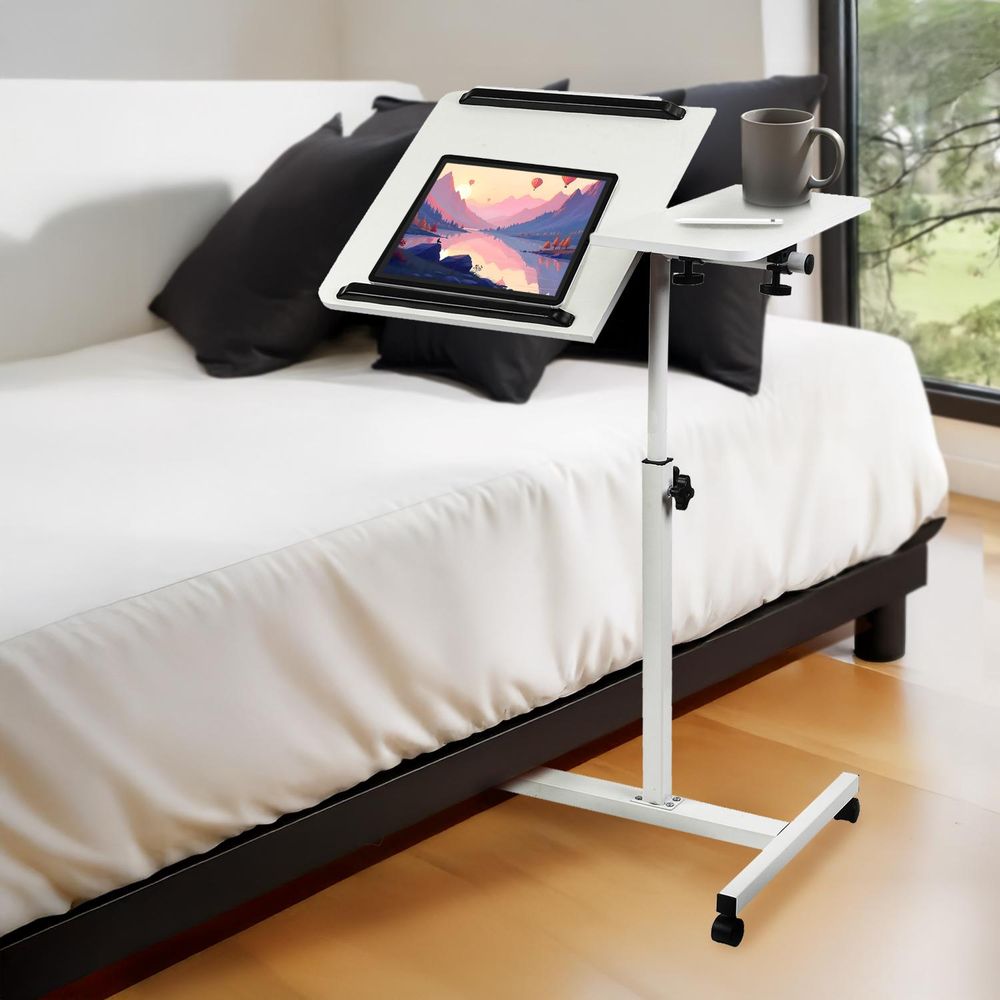Mobiler Schreibtisch/Laptop-Ständer Maclean weiß höhenverstellbar 59-89cm max. 30kg MC-121 W