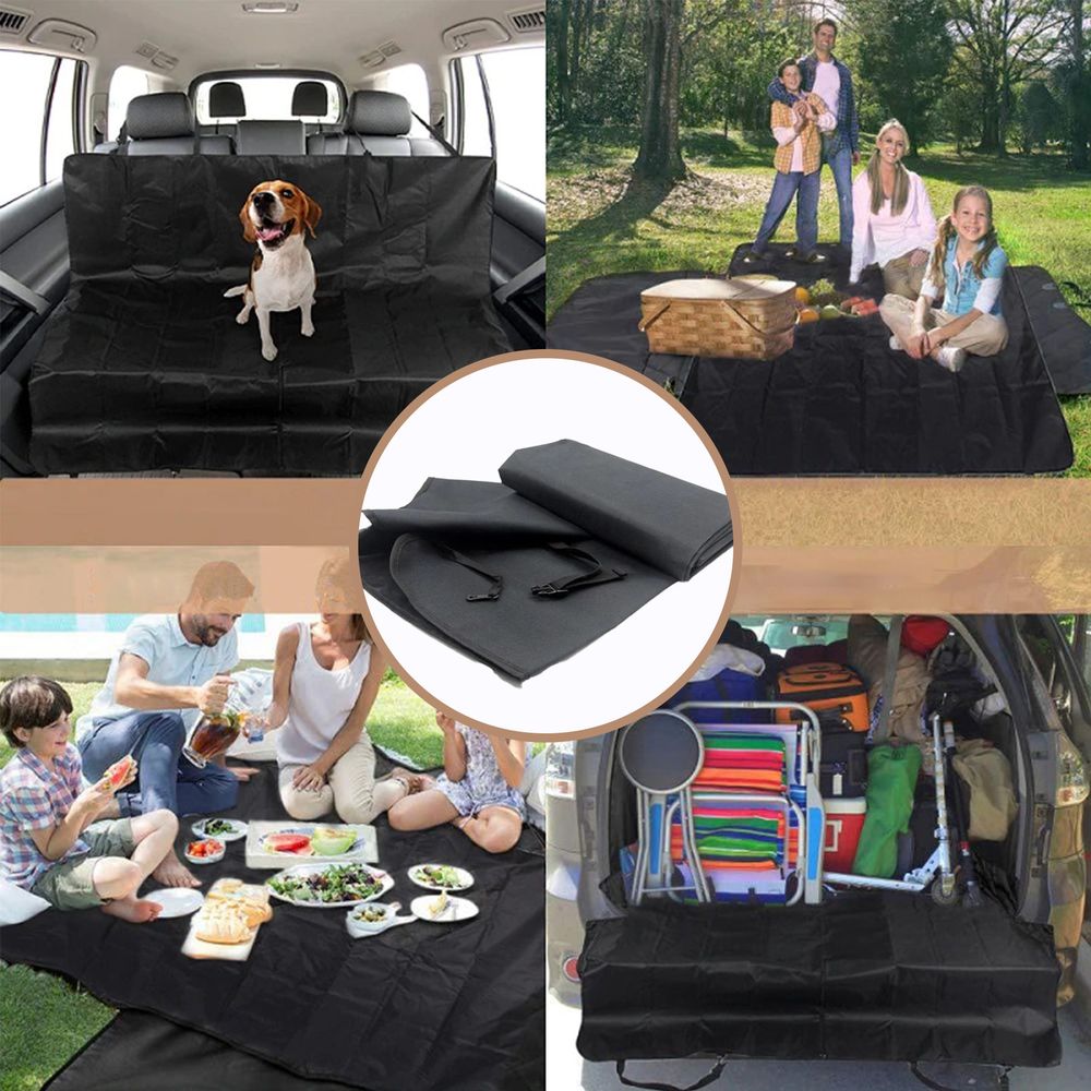Hundedecke Auto Autoschondecke Rücksitz und Kofferraum Hund Katze Wasserdicht Decken Kofferraumschutz Kofferraumdecke Seitenschutz 144 x 130 cm SUV VAN Schwarz Retoo
