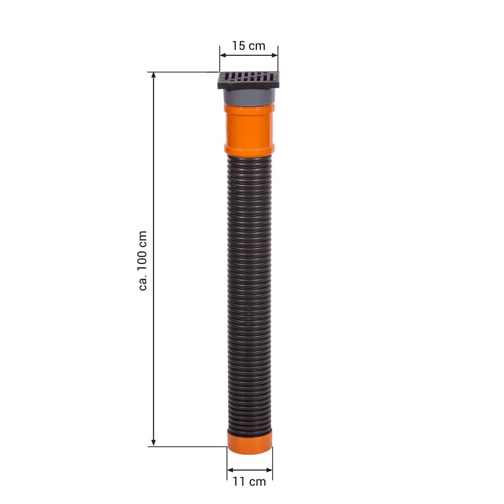 SPEEDPLANT Sickerschacht Regenwasser 110 mm x Länge 1m - Drainagerohr Hofablauf Bodenablauf 15 x 11 cm - Entwässerungsrinne Terrasse Regensinkkasten - Drainage Versickerungsschacht Laubschutz