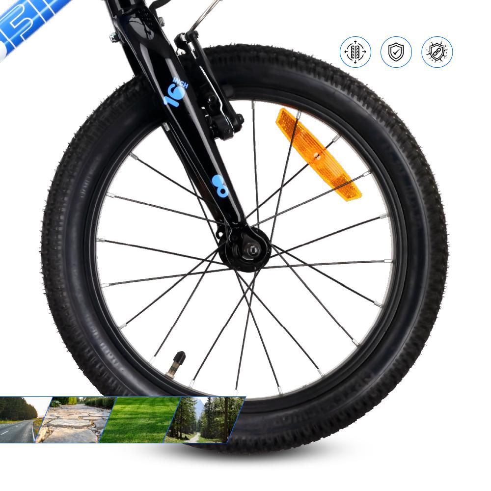 Vélo pour enfants SUN BABY LOOFI 16 pouces, vélo léger en aluminium de 6,9 kg pour les enfants à partir de 4 ans, avec roues stabilisatrices, panier et sonnette, pour garçons et filles