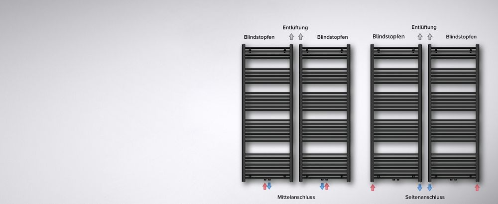 doporro Design Badheizung 100x60cm Anthrazit Röhrenheizkörper Horizontal Mittelanschluss Bad-Heizkörper Ohne Heizstab RHE