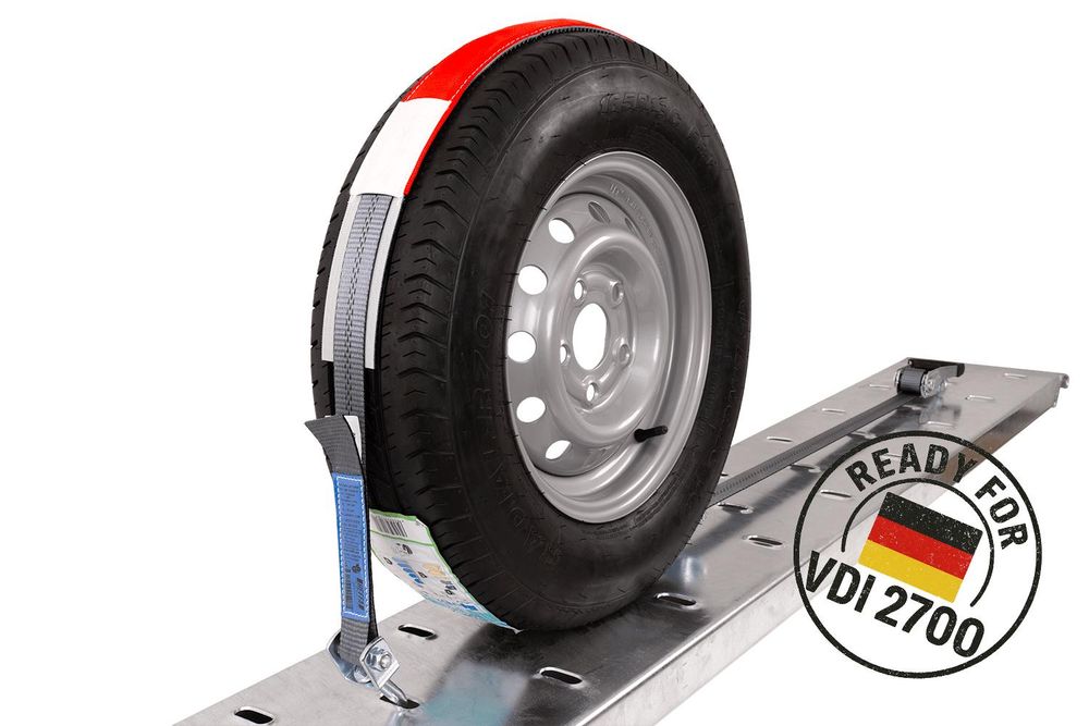 4er Set HEFFA Radsicherungsgurte 2,8m 35mm 3t VDI 2700 Autotransport Transportgurte Abschleppwagen Grip-Schutzhülle