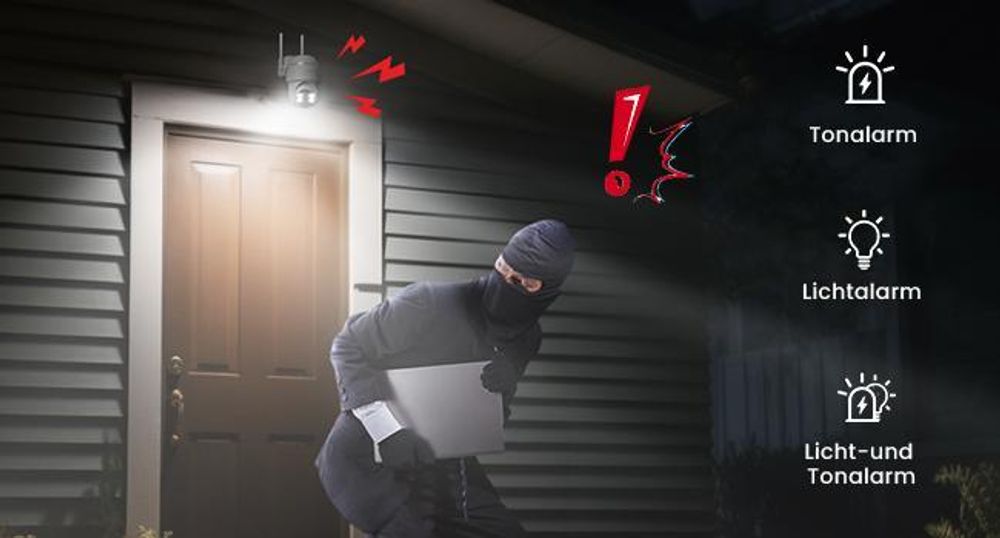 2K Überwachungskamera Aussen Akku, 355° und 90° Schwenkbar, WLAN IP Kamera Outdoor mit Farbnachtsicht Personen/Bewegungserkennung, IP66, wit64GB
