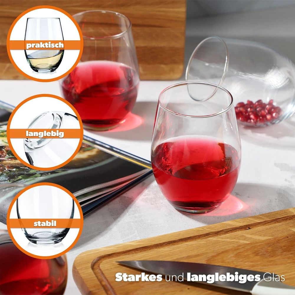 KADAX Wasser und Saftgläser "Stilo", Getränkegläser, 580ml, 6 Stück