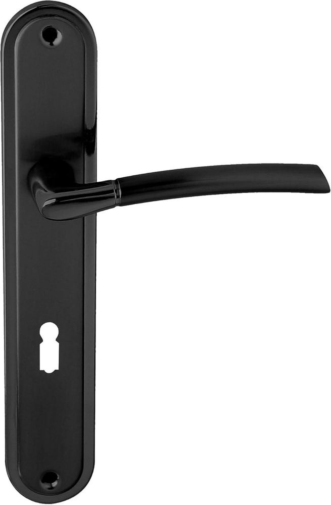 DOMINO Türgriff 72 Drückergarnitur BB-Buntbart Set | Langschildgarnitur | Türklinke für Zimmertür, Bürotür, Kellertür & Innentür | L-Form | Türbeschläge aus Aluminiuml | Schwarz Türdrückergarnitur |PRESTO BLACK