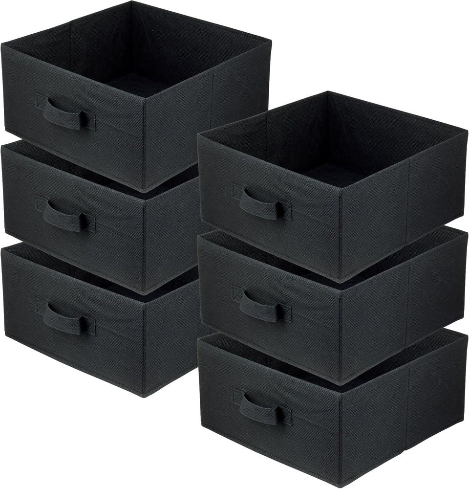 Lavita Storage Box | faltbare Aufbewahrung Boxen 31 x 31 x 15 cm | Schubladen-Organizer Box| Ordnungssysteme für Kleidung | Kleideraufbewahrung & Organisation | Schwarz | 6 stück