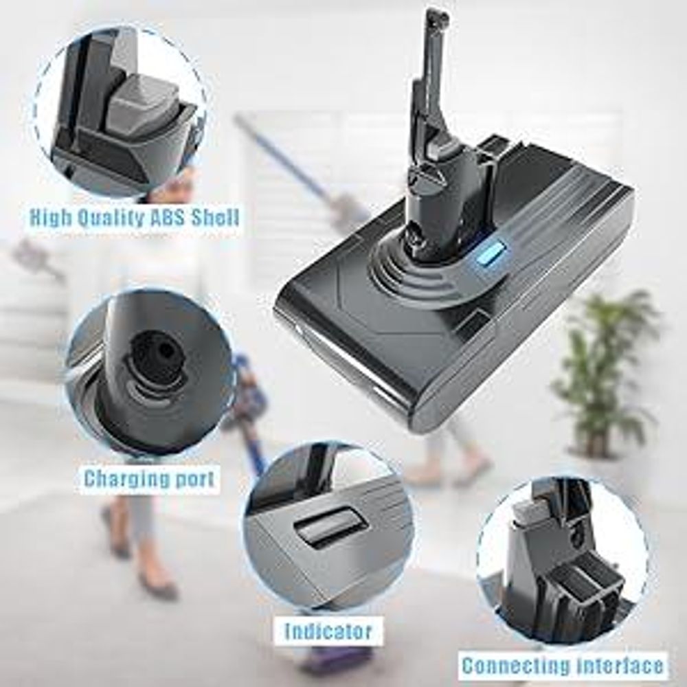 Batterie pour Dyson Aspirateurs V8 SV10,Batterie Li-ION Compatible avec Dyson V8,Absolute,Fluffy, Animal SV10 STANEW, 2 Filtres Li-ION 21.6v 4500mAh
