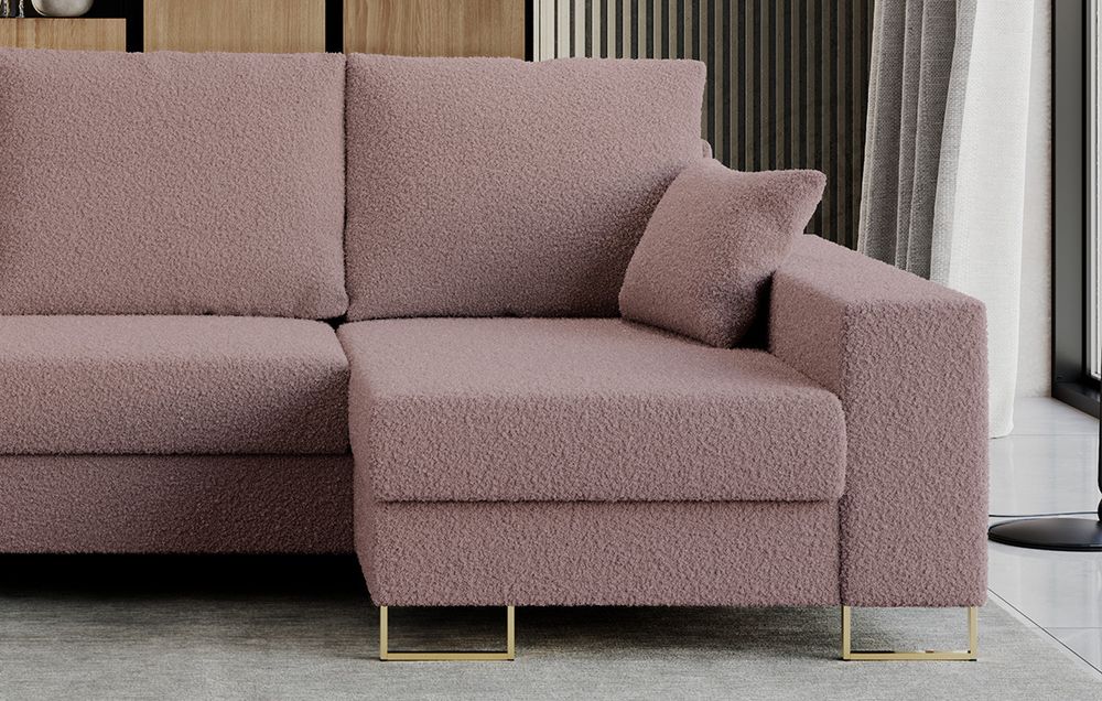 graues Ecksofa aus strukturiertem Stoff