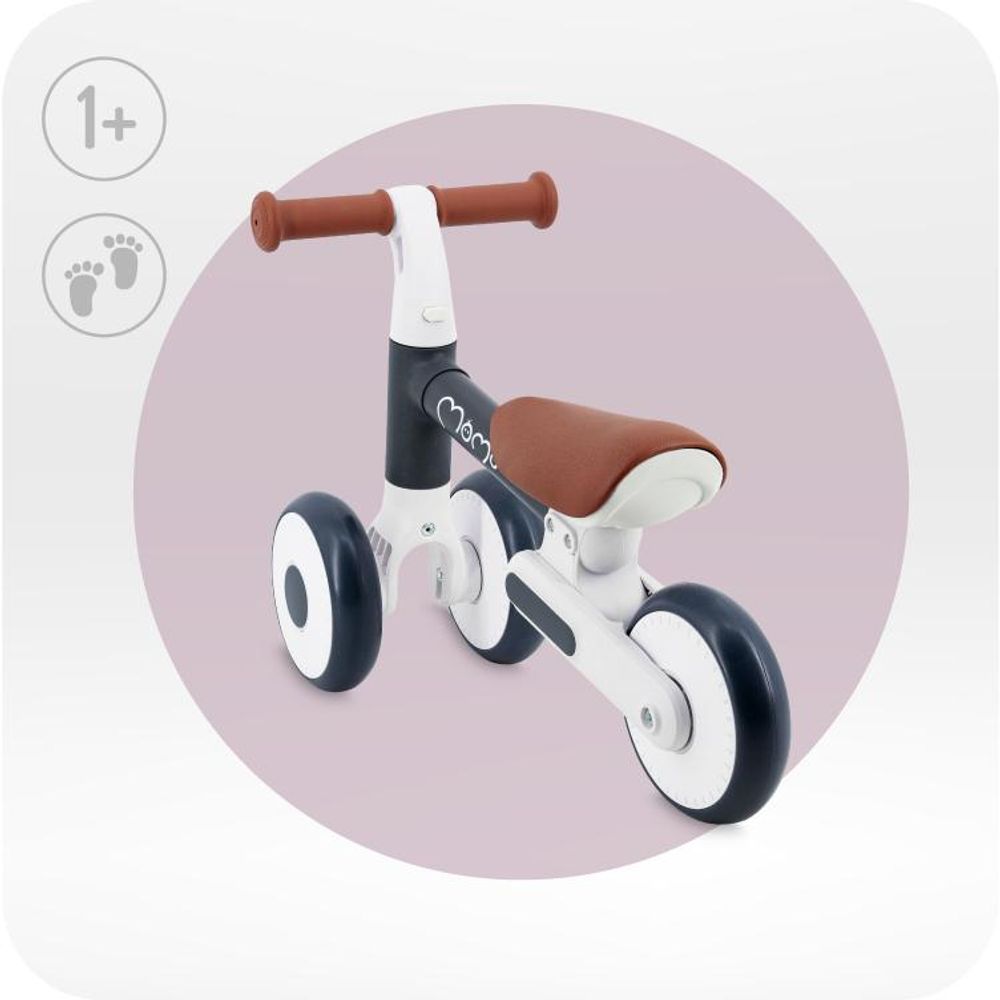 MoMi DEX – Faltbares 2-in-1 Laufrad & Dreirad ohne Pedale, leicht, werkzeuglos montierbar, verstellbarer Sitz, ab 12 Monaten, bis 20 kg – Graphit