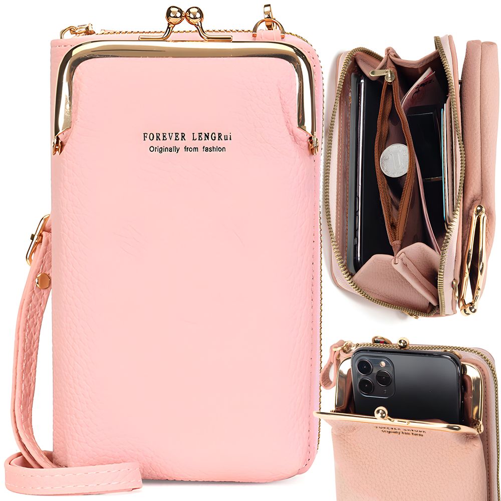 Umhängetasche Damen Klein Handytasche mit Vielen Fächern Handy Mini-Tasche Kleine Schultertasche Multifunktionale Crossbody Tasche Pink Retoo
