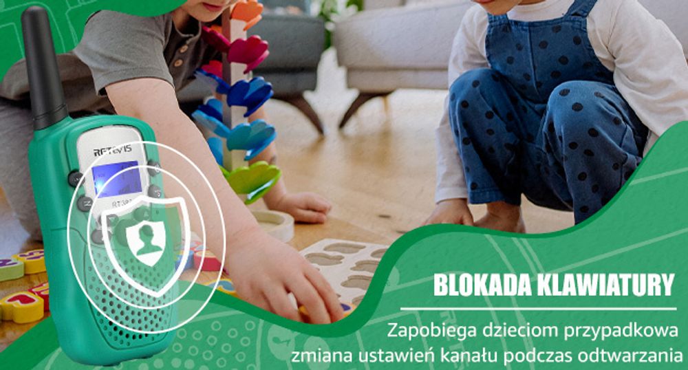 Retevis RT388 Walkie Talkie Zabawka dla dzieci od 4 do 12 lat, radia z latarką VOX, prezenty świąteczne dla chłopców i dziewcząt (zielone)