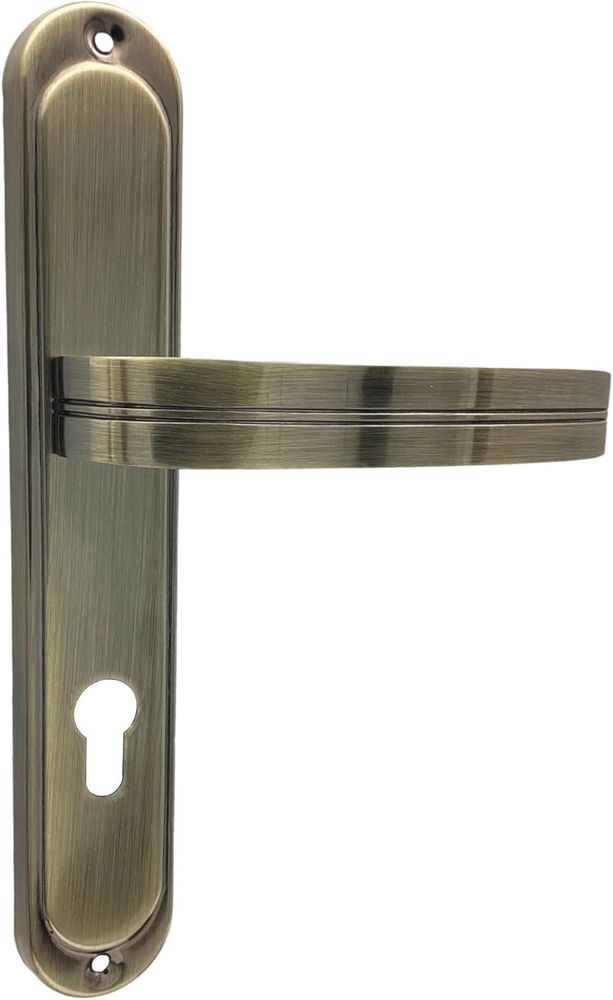 DOMINO Türgriff 72 Drückergarnitur PZ - Profilzylinder Set | Türklinke für Zimmertür, Bürotür, Kellertür & Innentür | L-Form | Türbeschläge aus Aluminiuml | Bronze Türdrückergarnitur| DEKAN M3