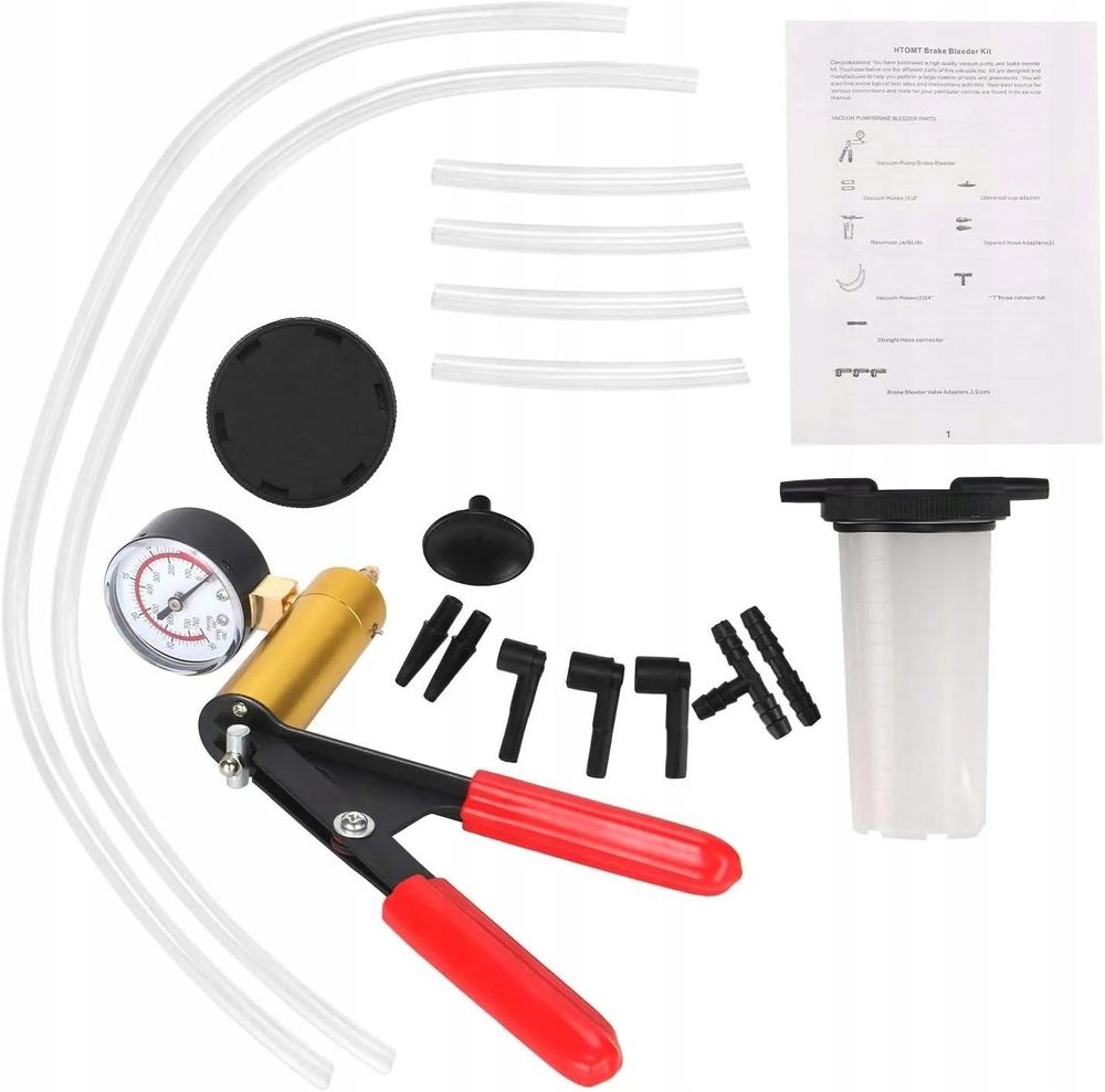 LUXTOM | Vakuumpumpe, für Auto, Motorrad, LKW, Fahrzeuge, 0-76cm, Bremsentlüftungssatz mit Vakuummeter, Unterdruckpumpe, Kompressionstester
