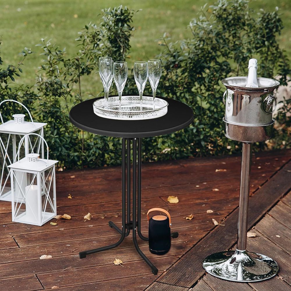 YARDIN Stehtisch Klappbar Stehtische Bistrotisch Ø 80cm Rund Indoor Outdoor Gartentisch Partytisch für Veranstaltungen, Bars, Clubs oder Restaurants(Schwarz)