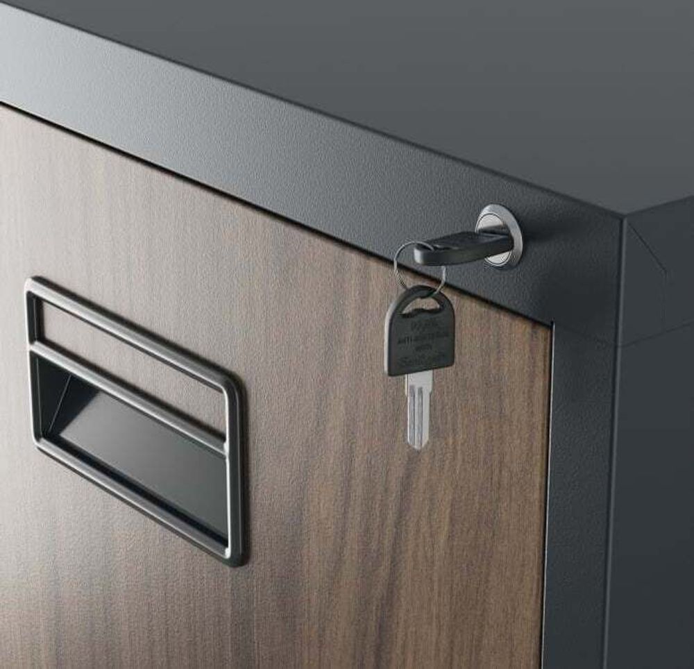 Aktenschrank Büroschrank Stahlschrank anthrazit-holz  132x46x62