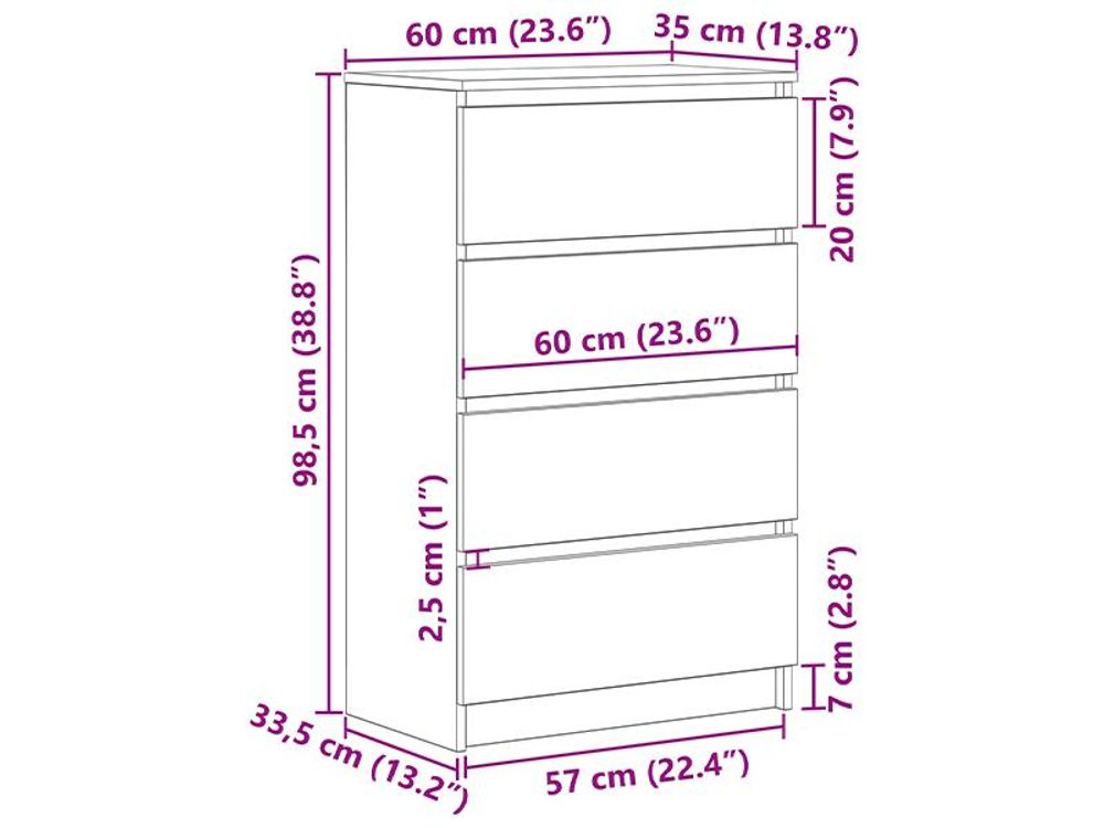 Credenza in legno 60 x 98,5 x 35 cm nero