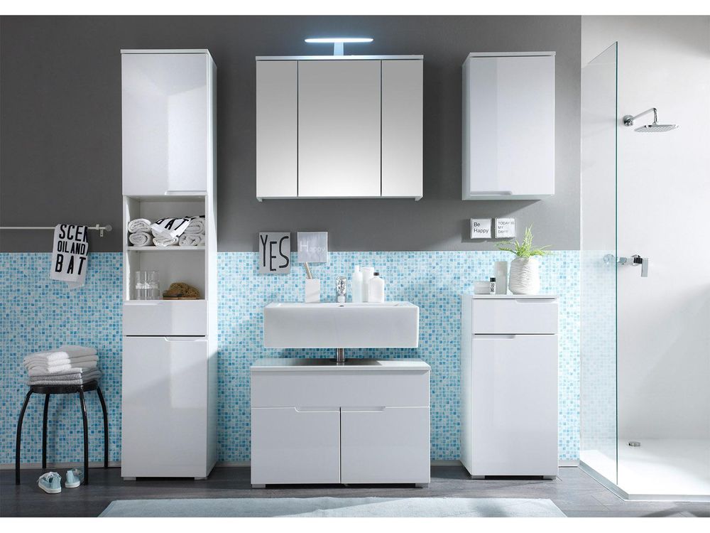 Suzette I Unterschrank – Moderner Badezimmerschrank mit Hochglanzfront und Stauraum