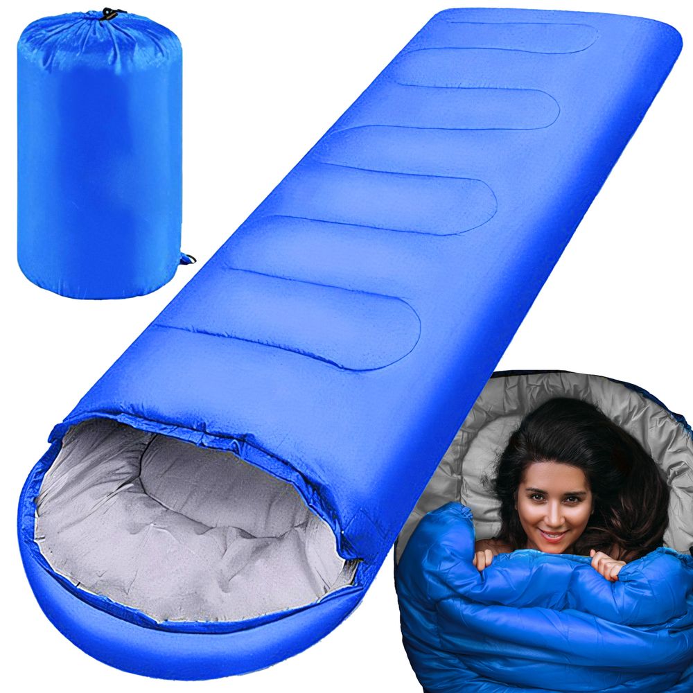 Schlafsack für Camping Outdoor Deckenschlafsack Sommer Wasserdicht Ultraleicht Kleines Packmaß Tragetasche 210x75cm Blau Retoo