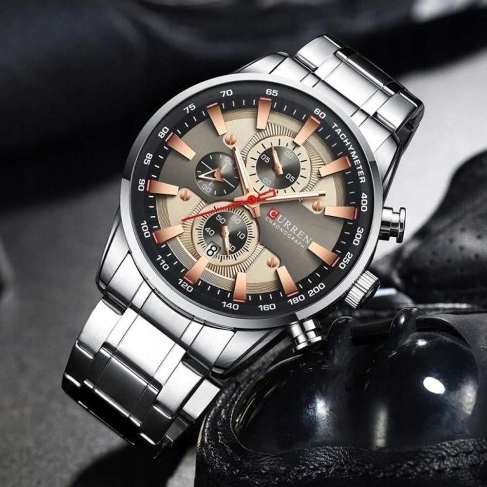CURREN Herren-Armbanduhr klassisch elegant Chronograph mit Datumsanzeige