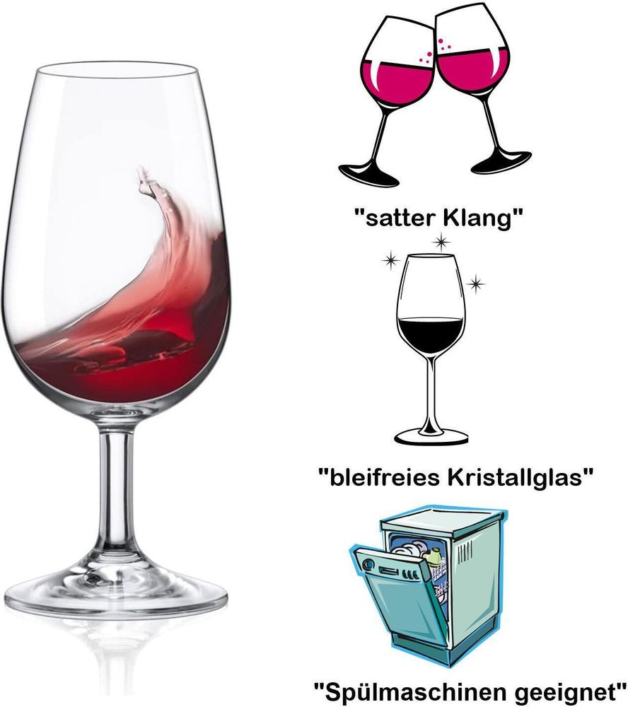 Rona Tasting Glas I.N.A.O. 6er Set, Weinglas zur Verkostung mit klassischer Form, ohne Bodenmarke, spülmaschinenfest,