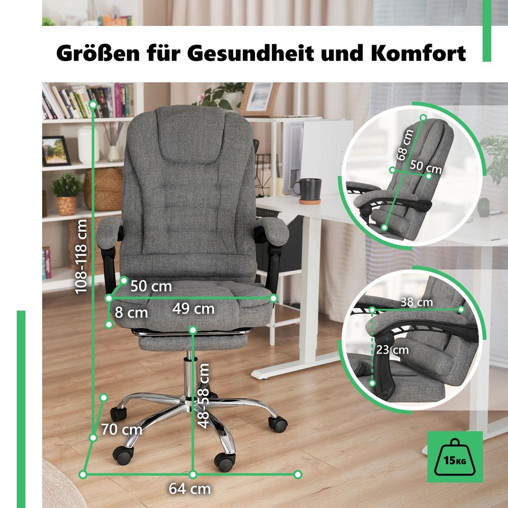 di volio Bürostuhl Baldo schwarz, ergonomischer Schreibtischstuhl mit Sitzhöhenverstellung und Fußstütze, max. Körpergewicht 150 kg, robuste Konstruktion
