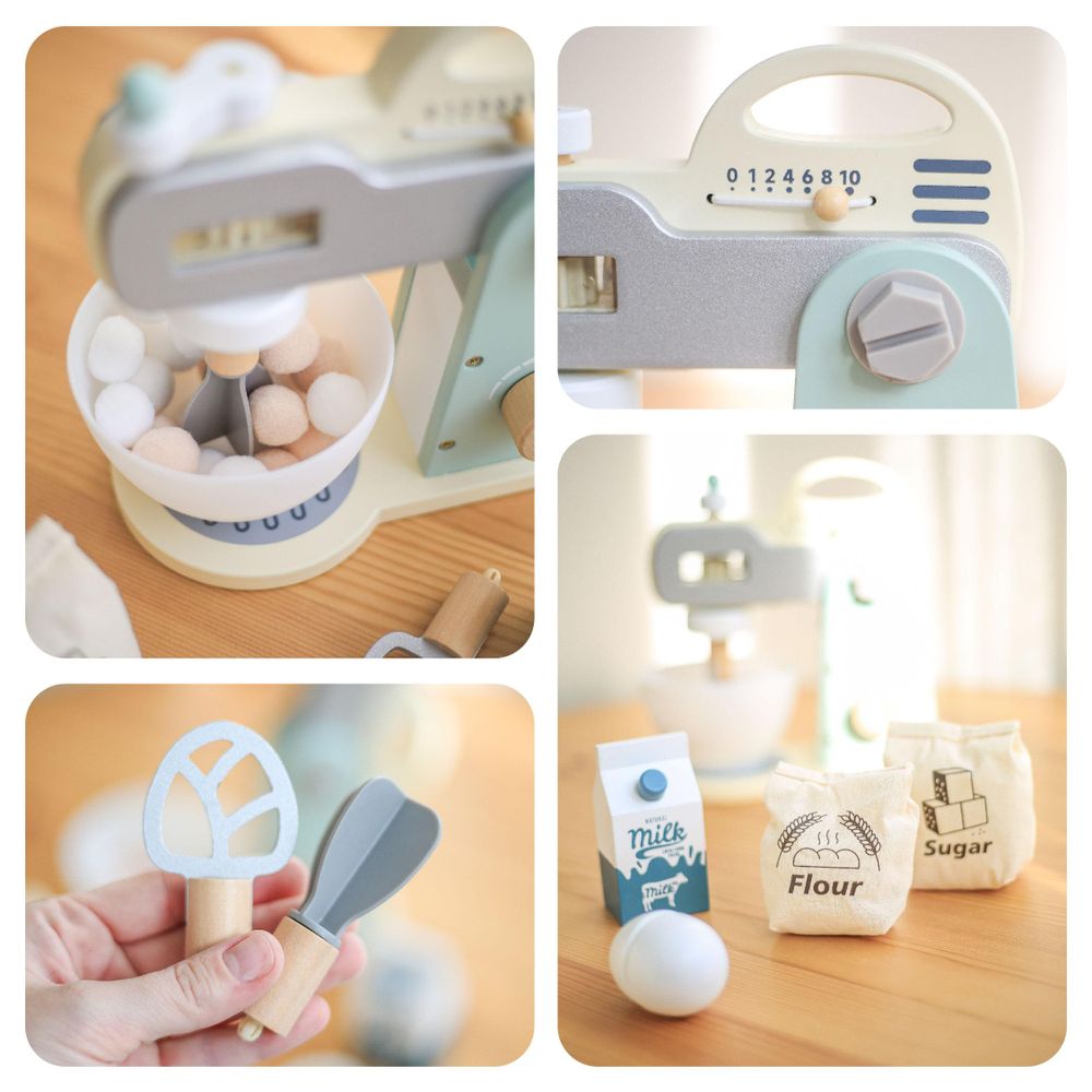 UMU Holz-Mixer-Set für Kinder zum gemeinsamen Backen in der Spielküche