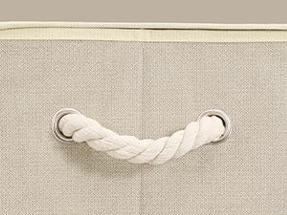 SONGMICS Aufbewahrungsbox 3er Set mit Deckel, Faltbare und Stapelbare Stoffboxen, 38 x 25 x 25 cm, Beige