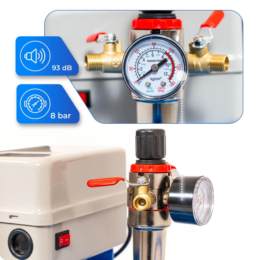 Druckluftkompressor, HEXWELT 300L Ölkompressor 7500W 8 Bar 1090L/min Luftkompressor 3-Zylinder Werkstattkompressor 230V