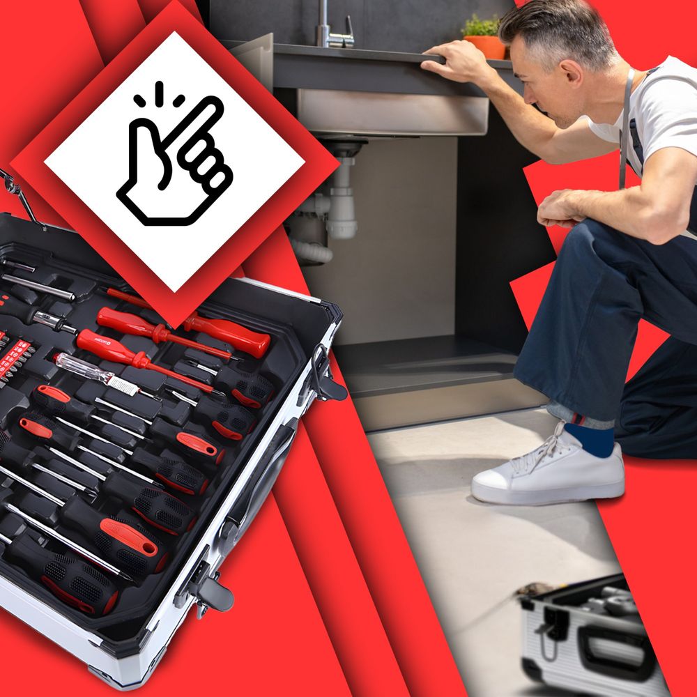 Werkzeugkoffer Rollkoffer Tragekoffer Koffer mit Rollen Werkzeug-Set 187-tlg für Haushalt Garage & Werkstatt Silber Retoo