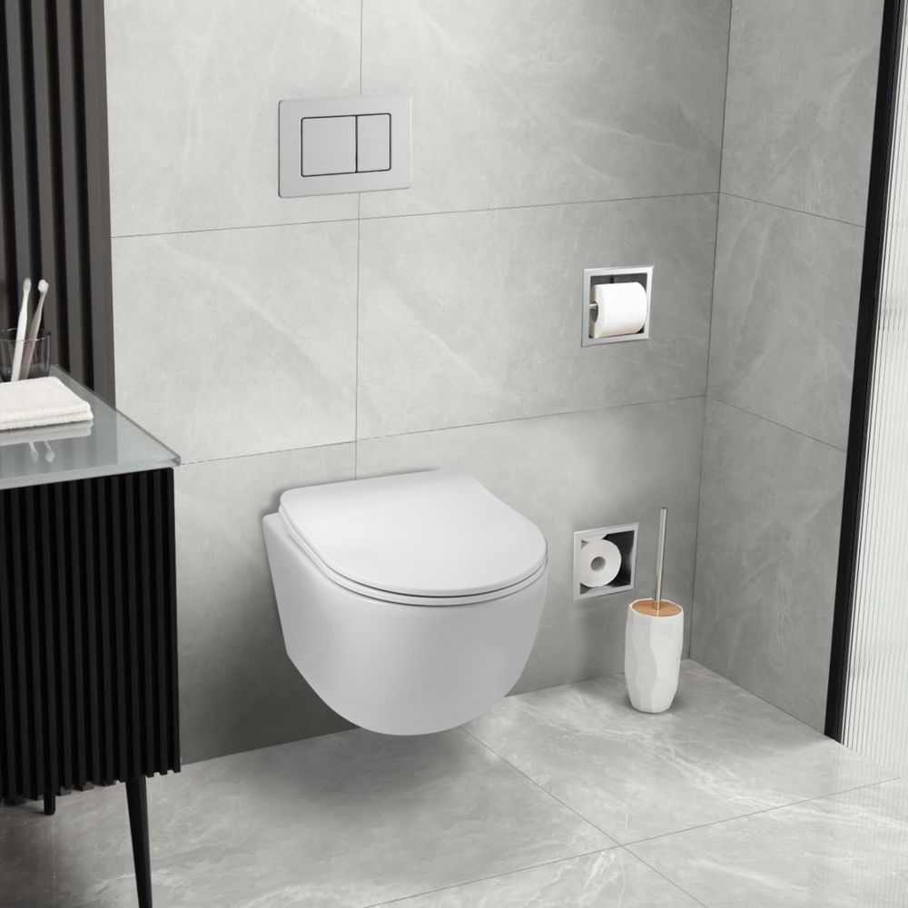 Modernes Badezimmer mit Hänge WC spülrandlos und WC-Sitz Absenkautomatik