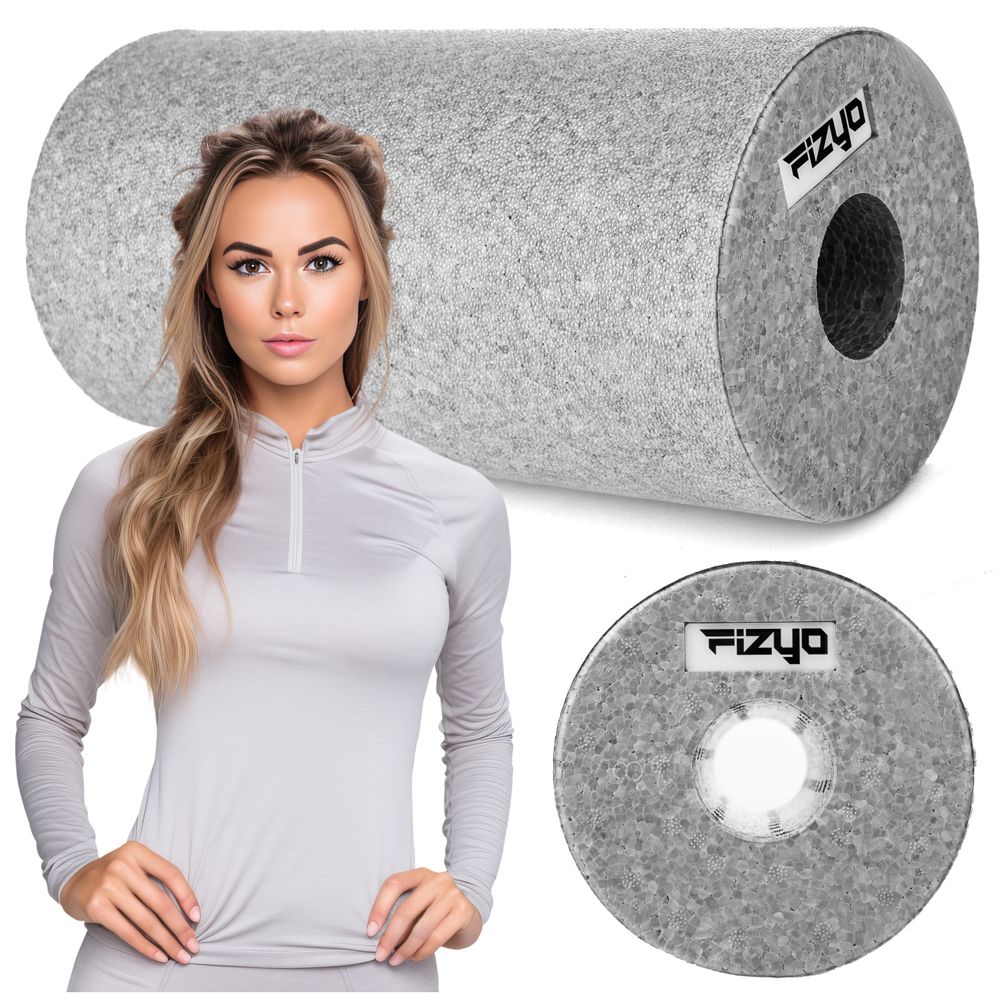 FIZYO Massagerolle, glatt, aus leichtem und langlebigem EPP-Schaum, Foto auf weißem Hintergrund.