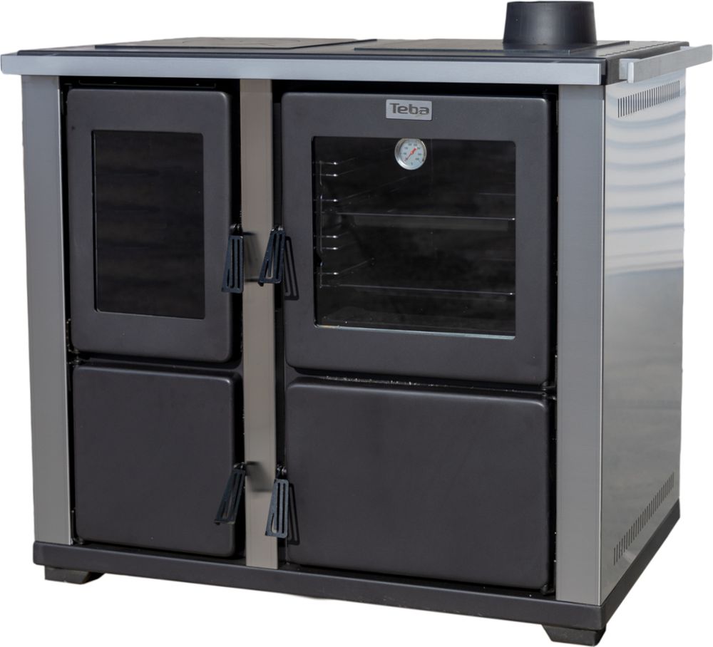Kaminofen mit Backfach und Herdplatte Teba TKS 18 Rechts Mehrfachbelegung Holzofen 10 kW Kamin Ofen Holz Holzherd Küchenhexe Kochplatte Küchenofen