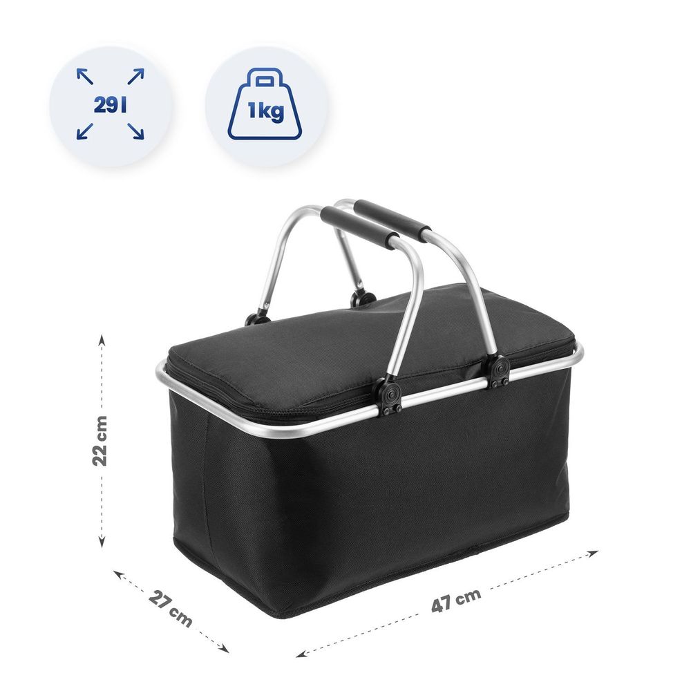 Outtec® Thermo-Picknickkorb, Faltbar Thermotasche, Picknick Korb, Kühltasche, Thermokorb, Einkaufskorb, Isolierkorb - 29 Liter, 47 x 27 x 22 cm