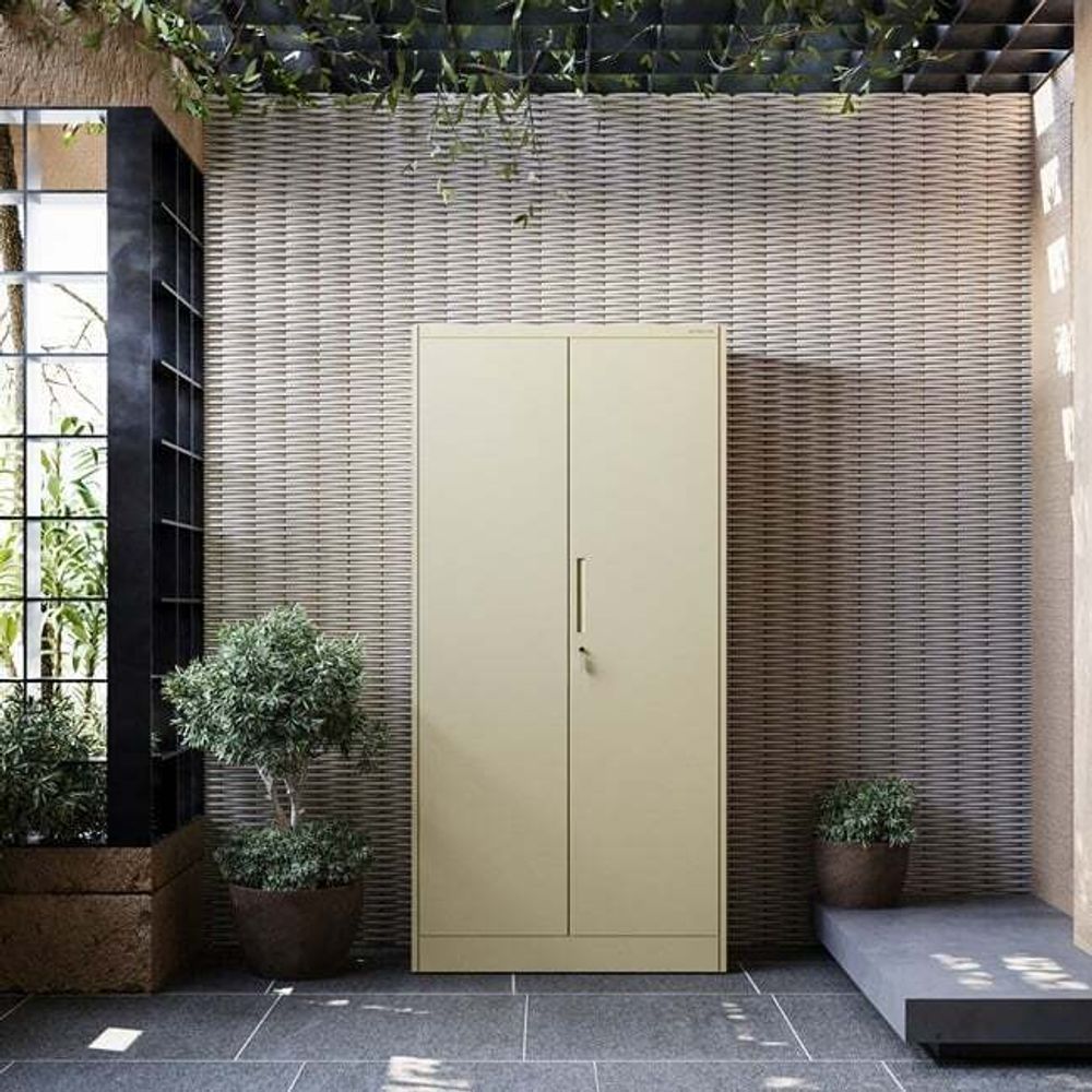 Aktenschrank Büroschrank Metallschrank Stahlschrank Werkzeugschrank Stahlblech Pulverbeschichtet Flügeltürschrank Abschließbar 195 cm x 90 cm x 40 cm Farbe: Beige