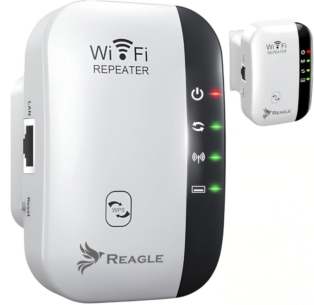 WLAN Repeater 300Mbps WiFi Signal Verstärker 3 in 1 Extender WLAN Adapter AP Modus WPS 2.4 GHz für Haus Büro Internet Reichweite Erhöhen Reagle