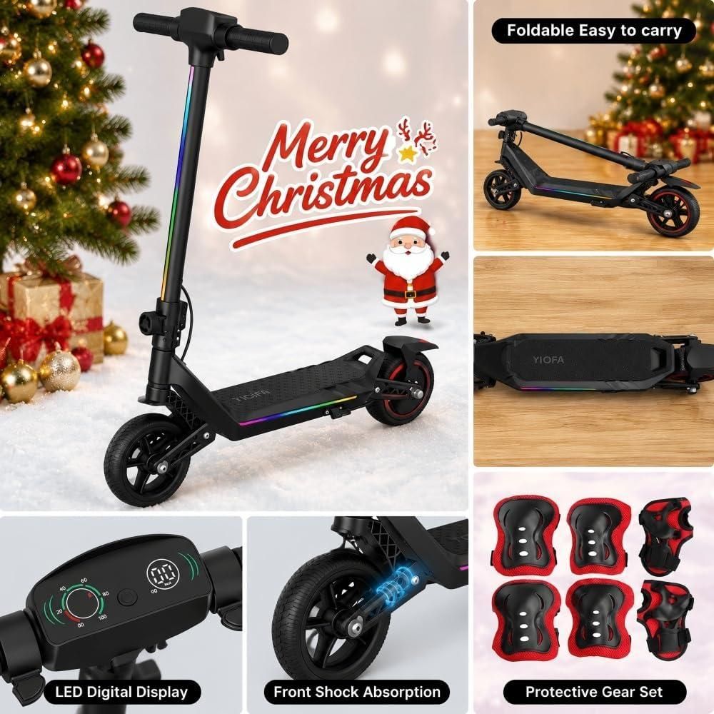 Elektroroller Für Kinder, Faltbarer E-scooter 16km/h, City Kinderroller Für Kinder 6-12 Jahren,10 km Reichweite, 130W, U8 Elektroscooter Schwarz