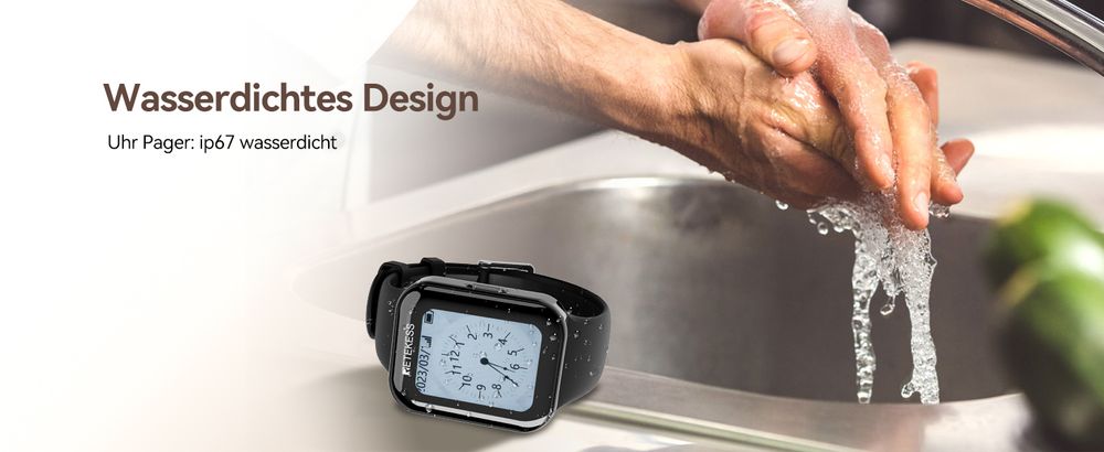 Retekess TD113-TD033 Personal Pager System, drahtloses Rufsystem, Uhr Pager Anzeige, IPX67 wasserdicht, Lange Standby-Zeit, für Restaurant, Kellnerin