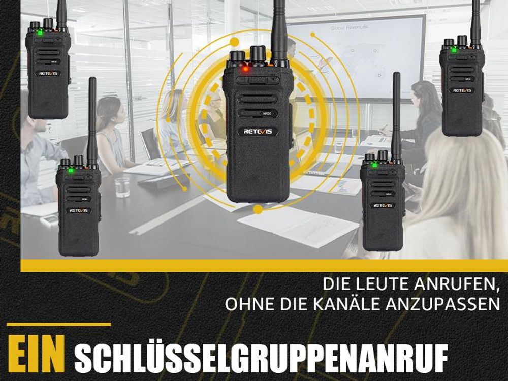 Retevis NR630 Wasserdichtes Walkie Talkie, Funkgerät mit Großer Reichweite, Geräuschunterdrückung, 2800mAh Handfunkgerät, Professionelles 2 Wege Funkgerät für Fracht (Schwarz, 1 Stück)