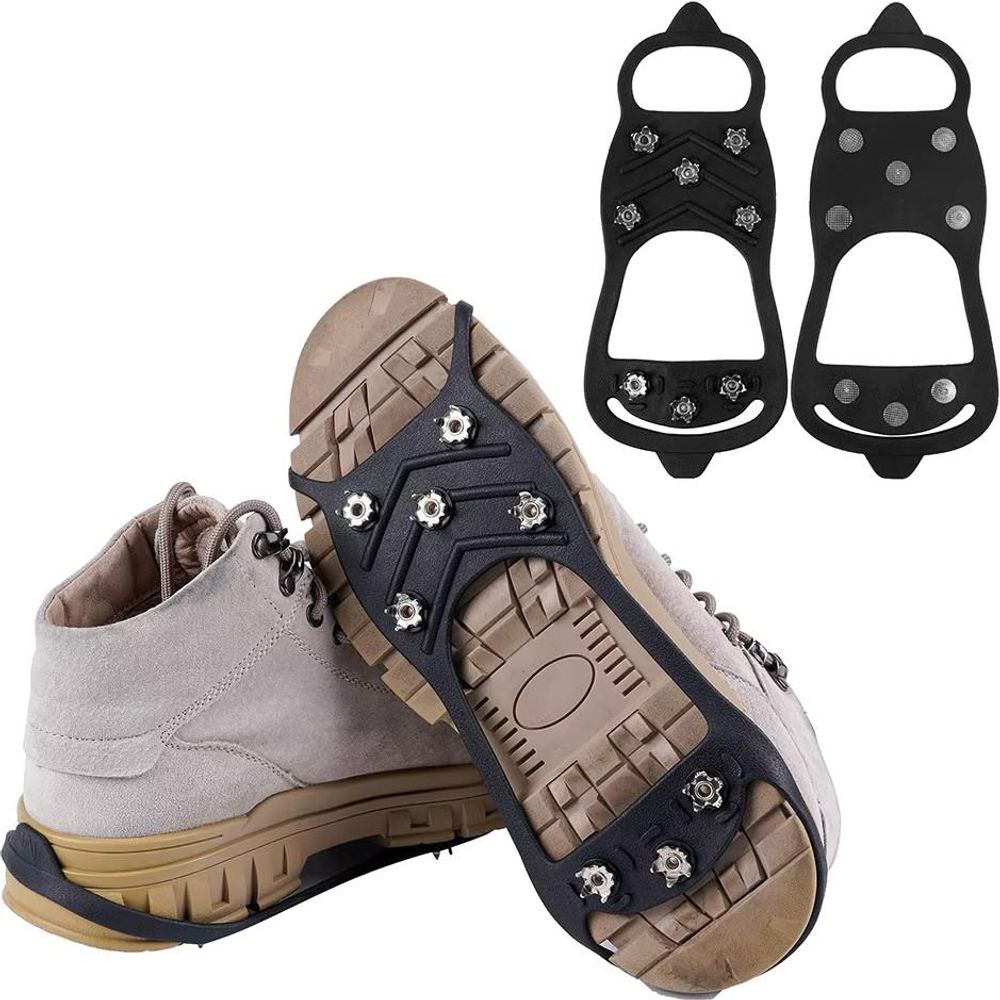 LUXTOM | Steigeisen für Schuhe, L 34-46, 8 Zähne Schuhkrallen, Anti Rutsch Schuhkralle, Eiskralle zum Spielen im Schnee mit Edelstahl Spikes für Wandern, Schnee, EIS, Trekking, Eisfischen
